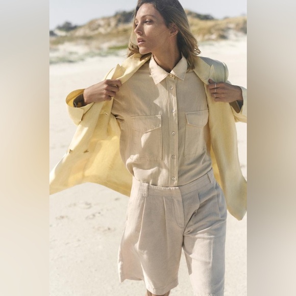 NWT ZARA MINIMAL LINEN BLAZER - Picture 7 of 15